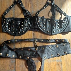 Genuine leather lingerie set